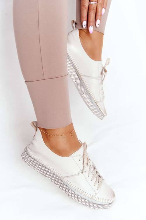 Damskie Skórzane Półbuty Maciejka 05054-25 Złote