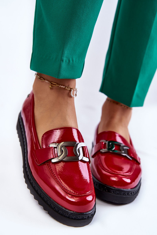 Lacquered Moccasins On A Platform Red Abisso