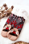 Long Socks Christmas Pattern Dog Grey