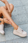Women's Leather Platform Sneakers in Beige by Vinceza 66700