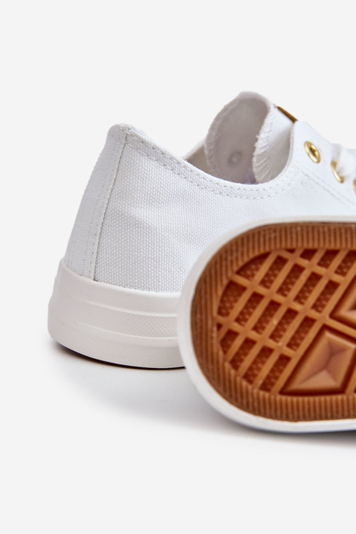 Women's Classic Sneakers White And Gold Ecoma
