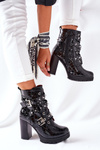 Women’s Ankle Boots Shiny Black Crocodille Wombridge