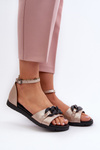 Women's Flat Sandals With Chain Vinceza 17320 Gold