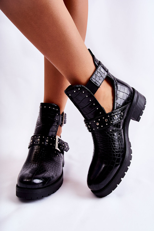 Women's Ankle Boots With Cutouts Black Santhana