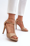 Women's High Heel Sandals in Beige Eco Leather Obdaria
