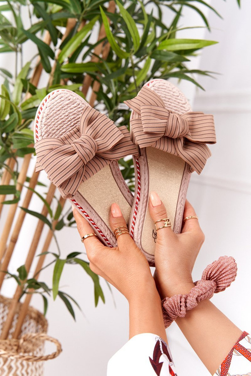 Rubber Slippers With A Bow Brown Gabriell