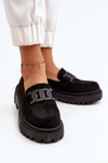 Women's Black Loafers With Chain Mevre