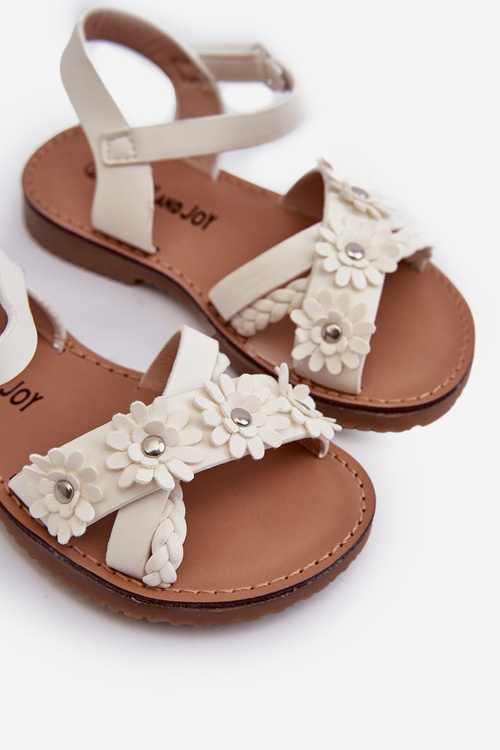 Children's Sandals with Velcro Closure with Flowers White Nestalee