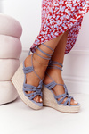Lace-up Wedge Sandals With Braids Light Blue Run The World