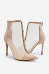 Fashionable Women's Stiletto Boots With Mesh Beige Rummi