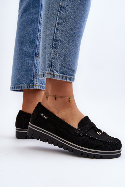 Women's Black Platform Moccasins Railav