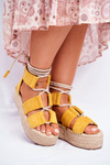 Espadryle Damskie Na Platformie Lniane Żółte India