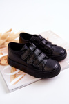 Children's Leather Sneakers With Velcro Black Foster