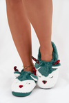 Christmas Women's Slippers With Reindeer Motif Fur Green Orsella