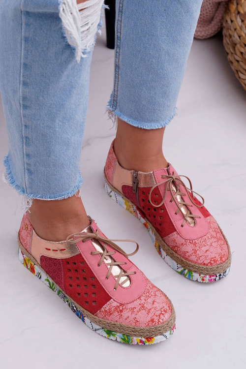 Damskie Skórzane Półbuty Maciejka Koralowe 03339-18