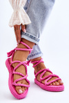 Tied Sandals On A Massive Platform Pink Can't Wait