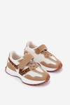 Children's Velcro Sneakers Leopard Print Dark Beige Tezzu