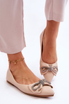 Elegant Ballerinas With A Bow Beige One Time