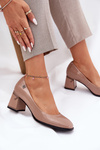 Leather Patent Heels On A Heel Vinceza 91130 Beige