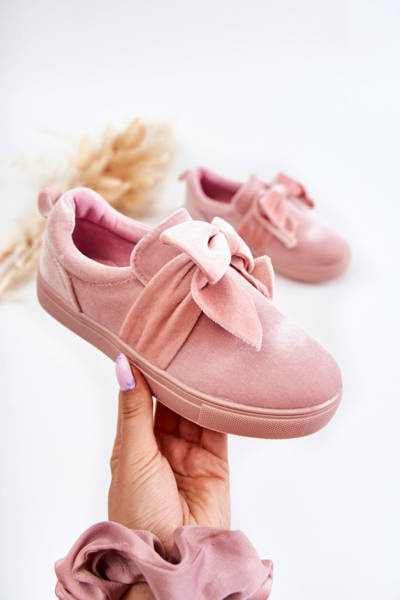 Trampki Dziecięce Slip-On Kokarda Różowe Timma