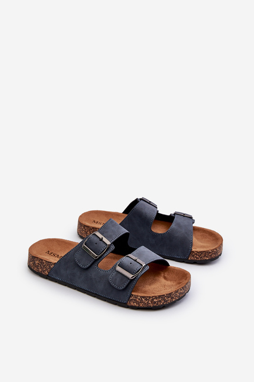 Men's Cork Sole Flip Flops Navy Rosawia