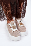 Platform Sneakers With Bear Print S.Barski BF51-014 Beige