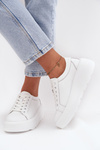 Leather Sneakers On Chunky Platform White Sylvessa