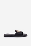 Eco Leather Slides On Flat Heel With Decoration Black Tatereia