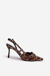 Peep toe with open heel and straps leopard print brown Ravira