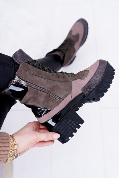 Women's Flat Boots Lu Boo Warm Green Desert