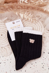 Women's Cotton Socks With Small Bear Black