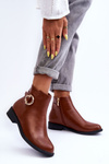Leather Flat Heel Boots Brown Meronei 