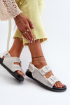 Women's White Embellished Denim Sandals Irmale