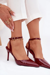 Lacquered high heels with open heel Bordeaux Laretta