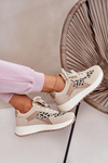 Damskie Sneakersy Buty Sportowe Na Platformie Panterka Beżowe Pumbes