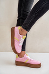 Buty Sportowe Wygodne Damskie Platforma Różowe Devan
