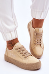 Fashionable Braided Sneakers Lee Cooper LCW-23-31-1795L Beige