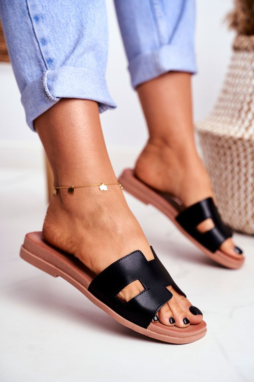 Women's Slides Geometric Classic Black Theodora