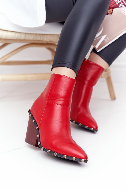 Women's Cowboy Boots On A Block High Heel Lu Boo Red