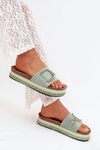 Women's Platform Slippers With Decoration Green Daphira
