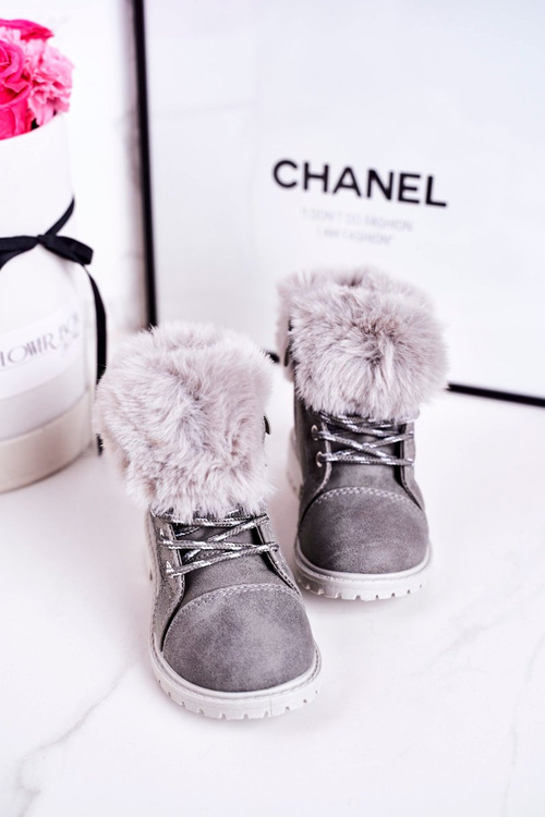 Children's Insulated Boots With Fur Grey Nella