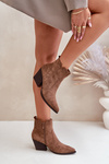 Fleece Lined Cowboy Boots Eco Suede With Zip Brown Virtris