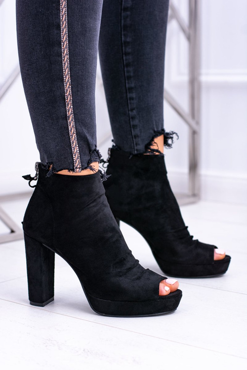 Women's Stiletto Booties Open Toe Black Temira
