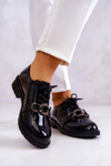 Lacquered shoes tied with ornament Black Larosa 