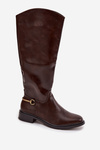 Insulated Women's Boots With Flat Heel And Decorative Detail Chocolate Renaya