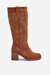 Ladies Knee High Heeled Boots Camel Erisorae