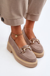 Mokasyny Zamszowe Damskie Ozdoba Zazoo 3429 Cappuccino