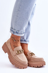 Women's Suede Platform Loafers Beige Larey