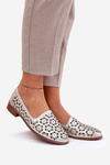 Leather Perforated Women's Moccasins S.Barski LR51-646 Gold