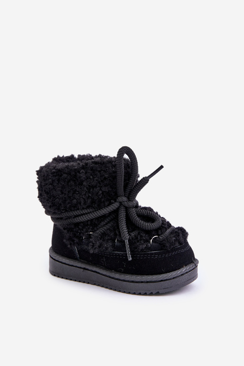 Warm Children's Lace-up Snow Boots Black Asija